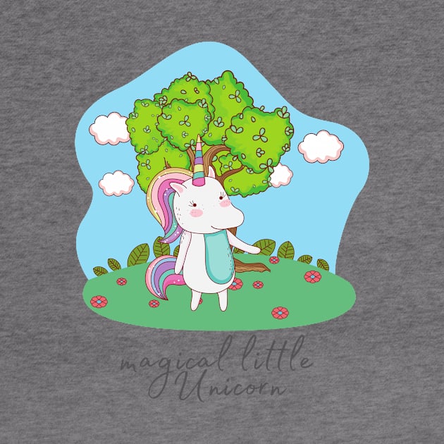 Cute Little Unicorn In Field by Vegan Squad